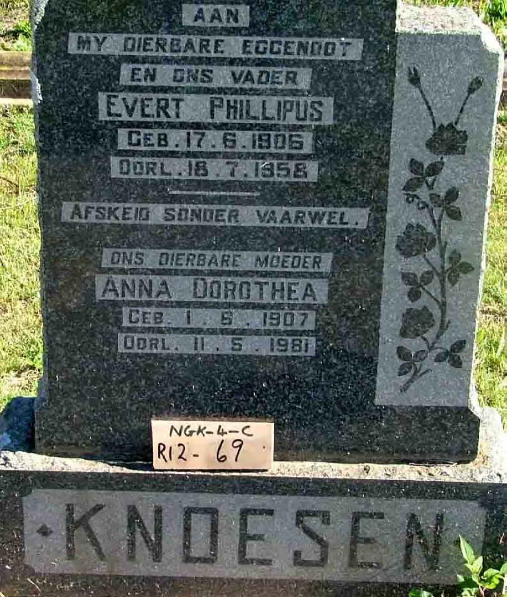 KNOESEN Evert Phillipus 1906-1958 &amp; Anna Dorothea 1907-1981