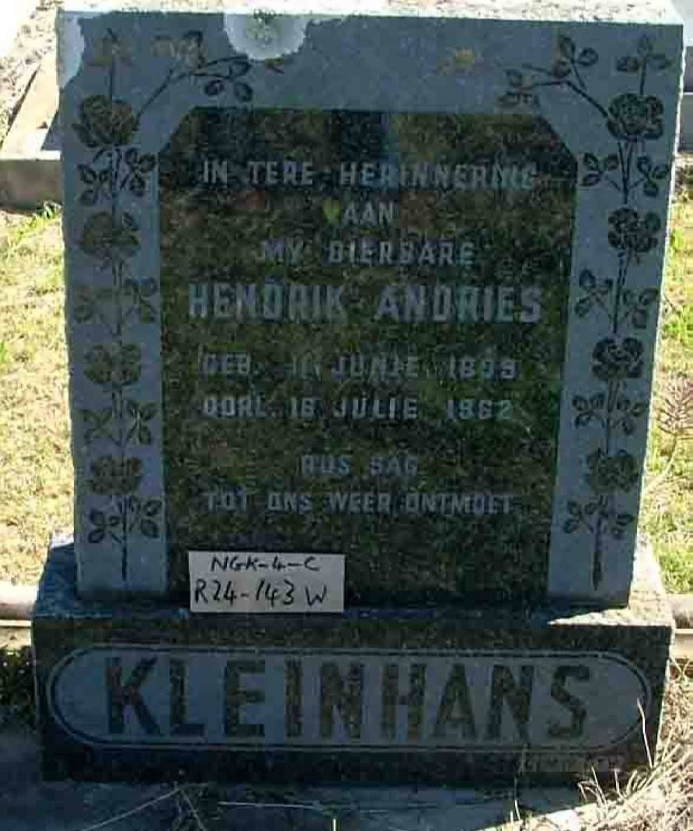 KLEINHANS Hendrik Andries 1905-1962
