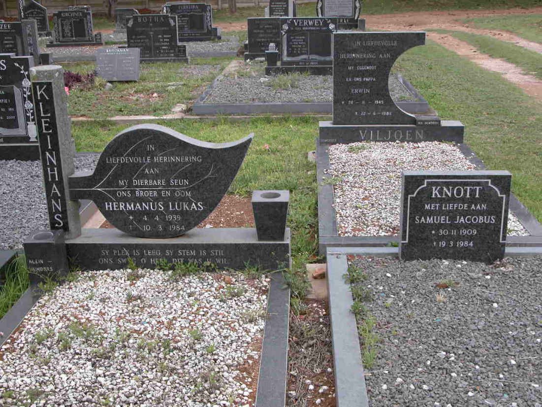 KLEINHANS Hermanus Lukas 1939-1984 :: KNOTT Samuel Jacobus 1909-1984