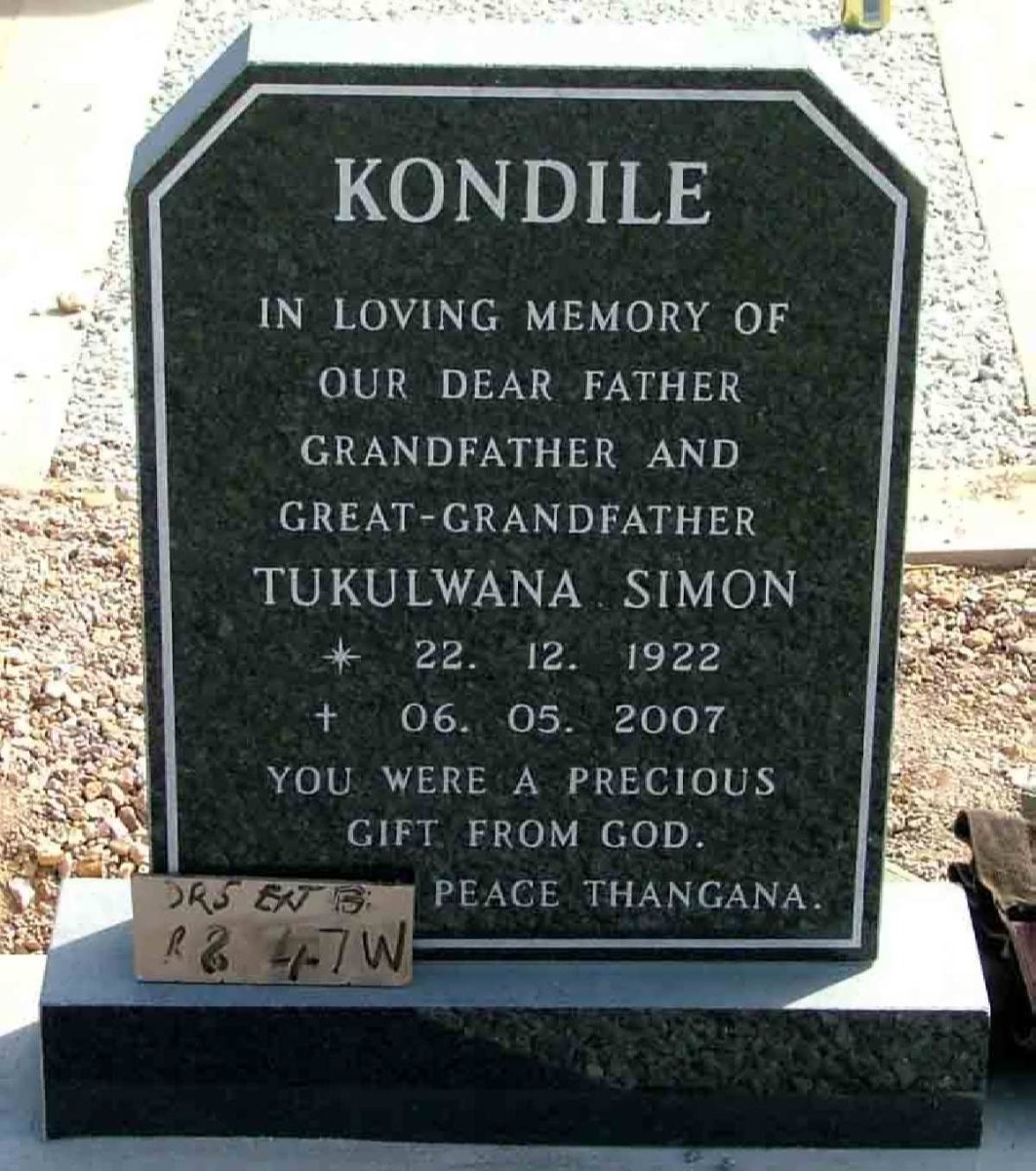 KONDILE Tukulwana Simon 1922-2007