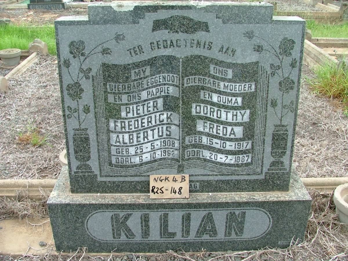 KILIAN Pieter Frederick Albertus 1908-1962 &amp; Dorothy Freda 1917-1987