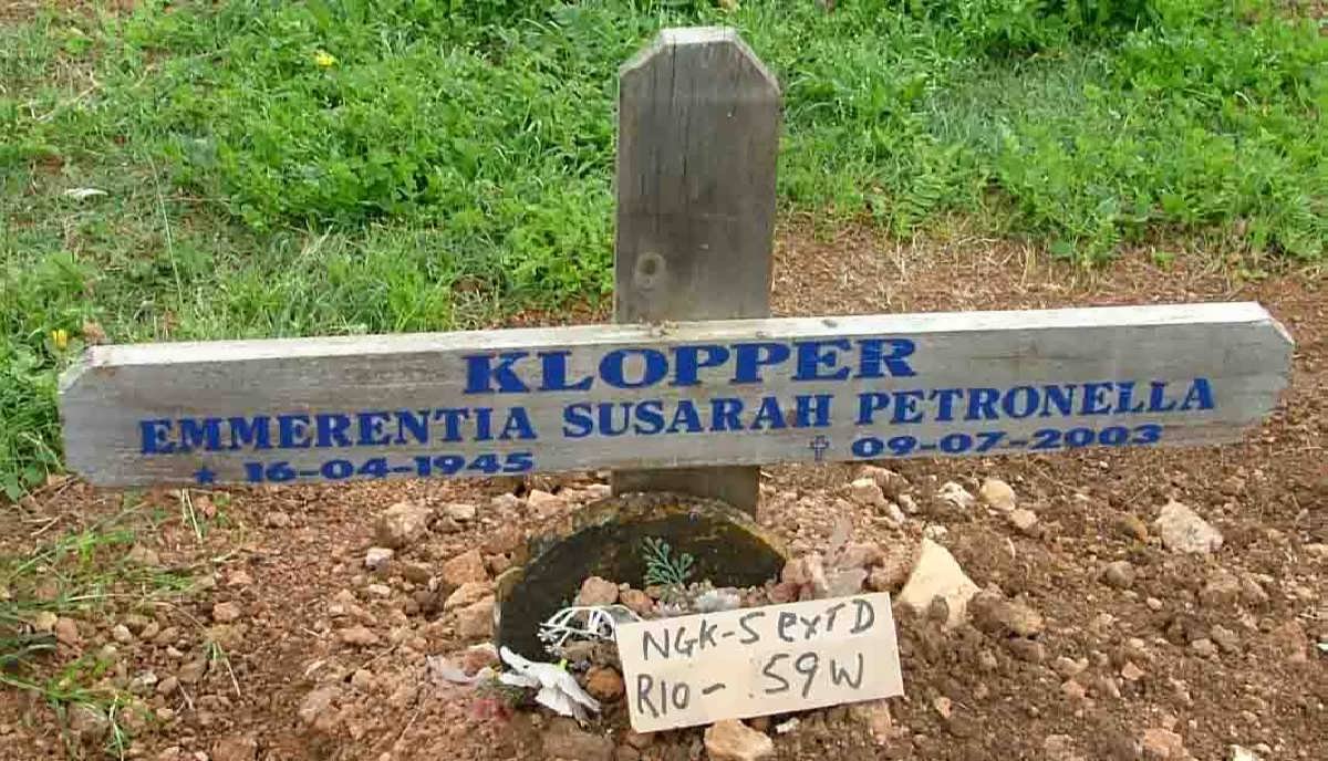 KLOPPER Emmerentia Susarah Petronella 1945-2003