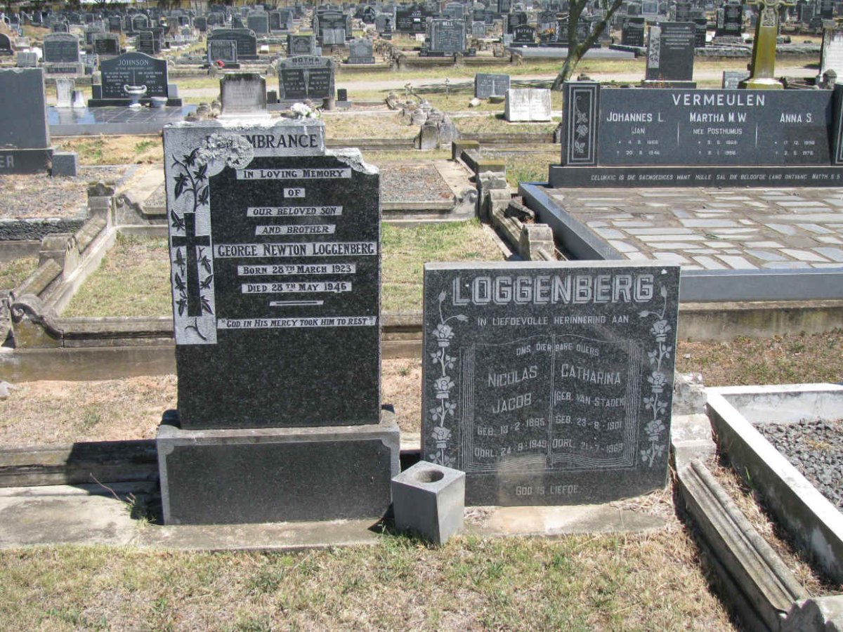 LOGGENBERG Nicolaas Jacob 1895-1949 &amp; Catharina VAN STADEN 1901-1969 :: LOGGENBERG George Newton 1923-1946