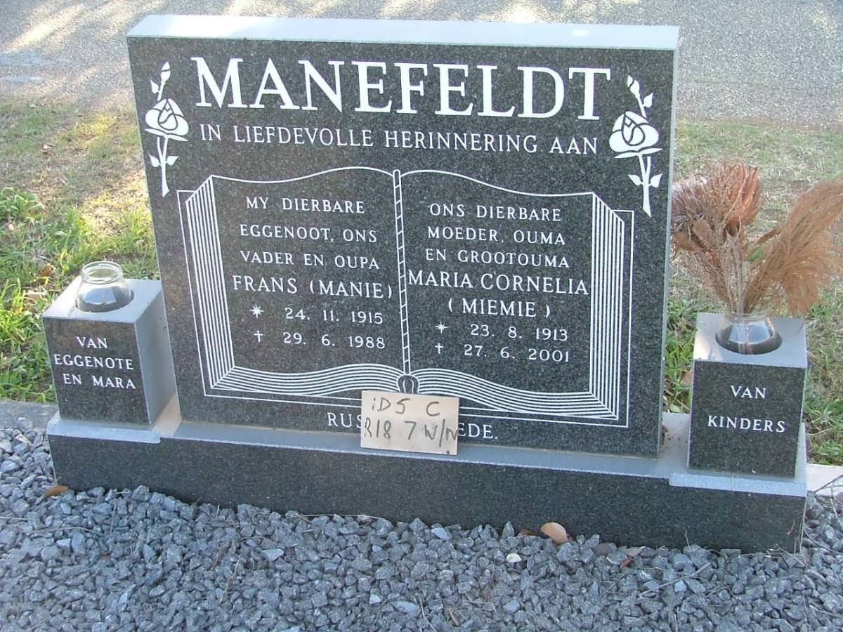 MANEFELDT Frans 1915-1988 &amp; Maria Cornelia 1913-2001