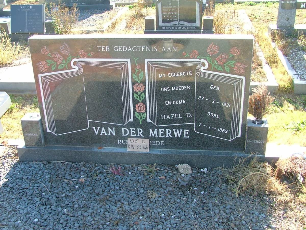 MERWE Hazel D., van der 1931-1989