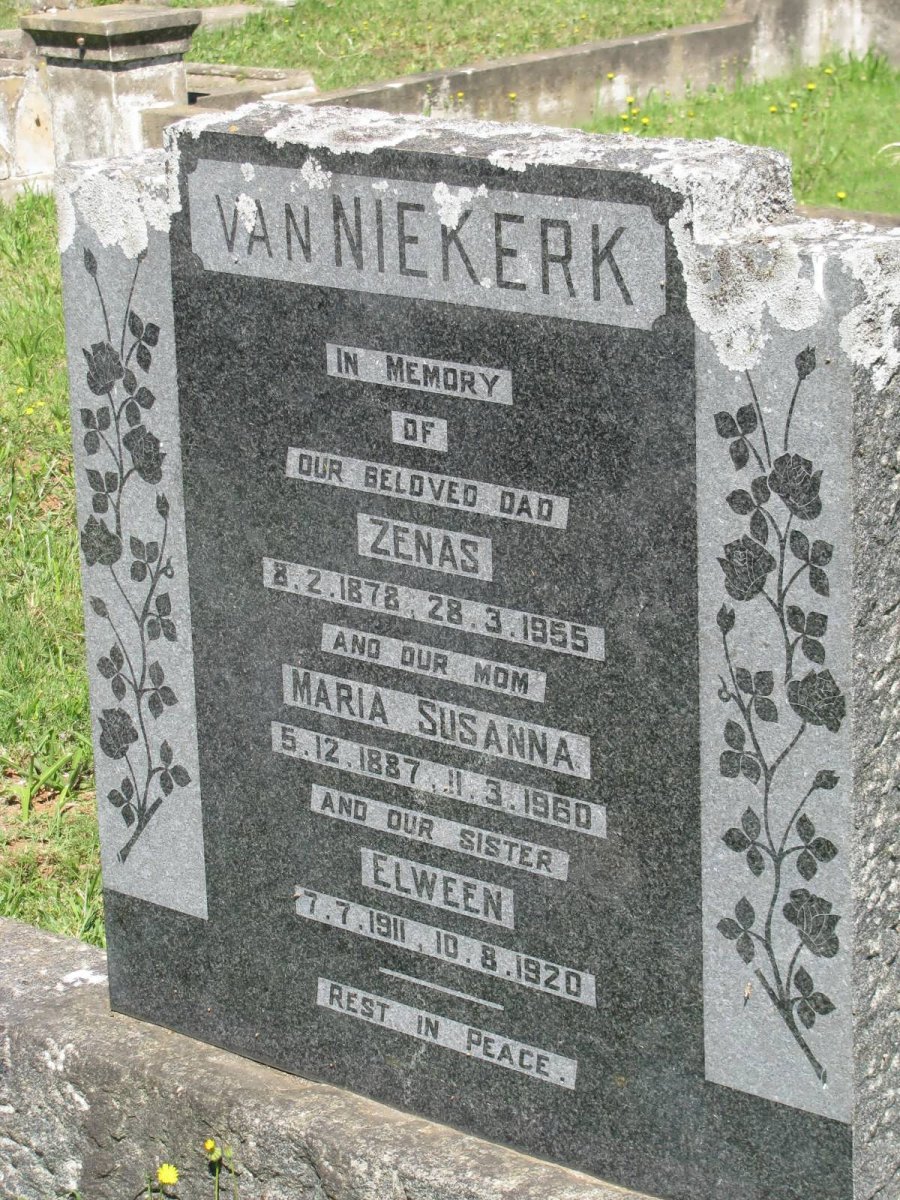 NIEKERK Zenas, van 1878-1955 &amp; Maria Susanna 1887-1960 :: VAN NIEKERK Elween 1911-1920