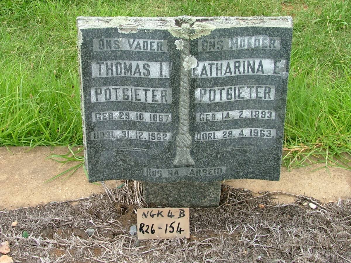 POTGIETER Thomas I. 1887-1962 &amp; Catharina E. 1893-1963
