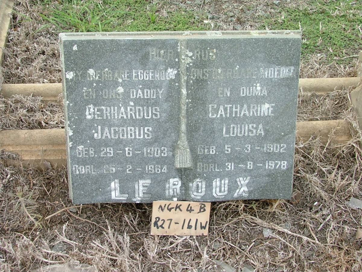 ROUX Gerhardus Jacobus, le 1903-1964 &amp; Catharine Louisa 1902-1978
