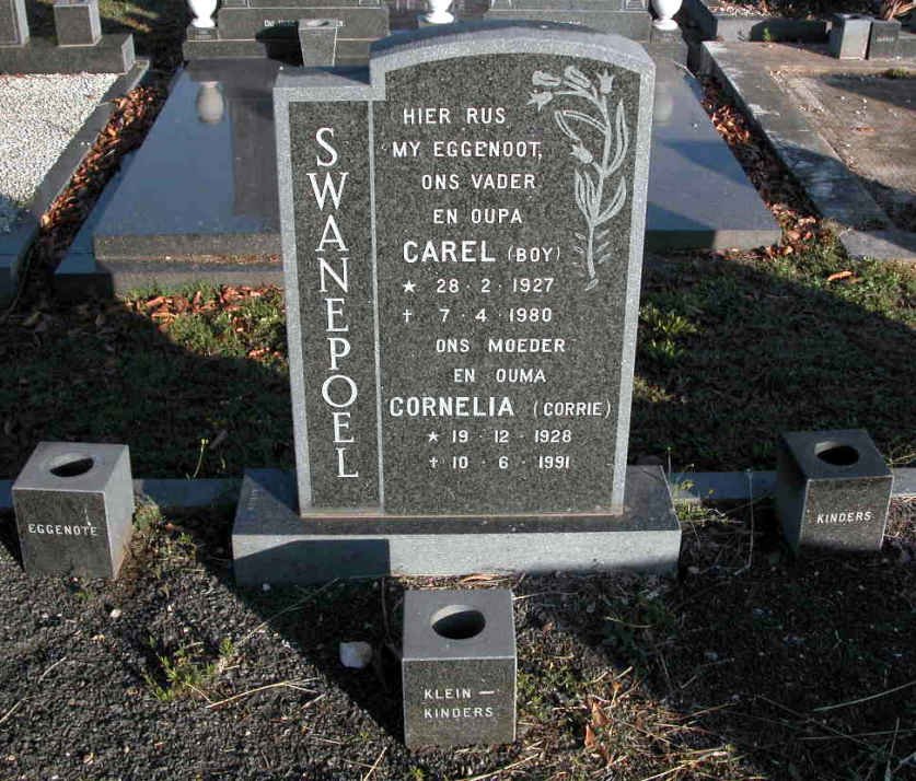 SWANEPOEL Carel 1927-1980 &amp; Cornelia 1928-1991