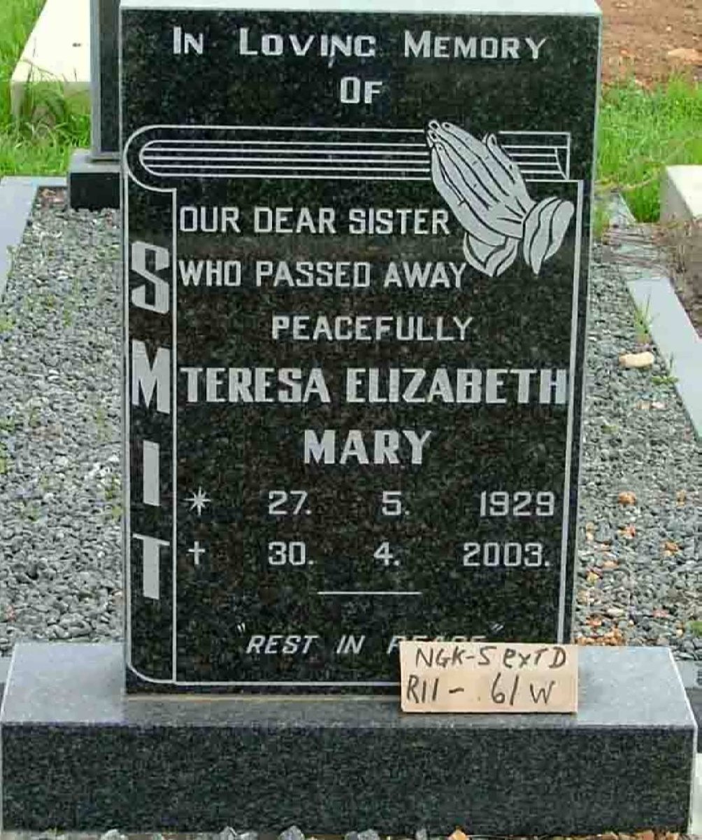 SMIT Teresa Elizabeth Mary 1929-2003
