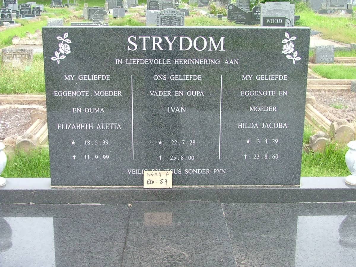 STRYDOM Ivan 1928-2000 :: STRYDOM Hilda Jacoba 1929-1960 :: STRYDOM Elizabeth Aletta 1939-1999