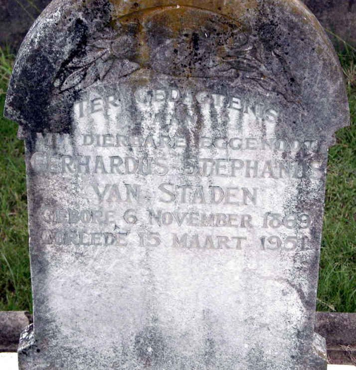 STADEN Gerhardus Stephanus, van 1869-1951