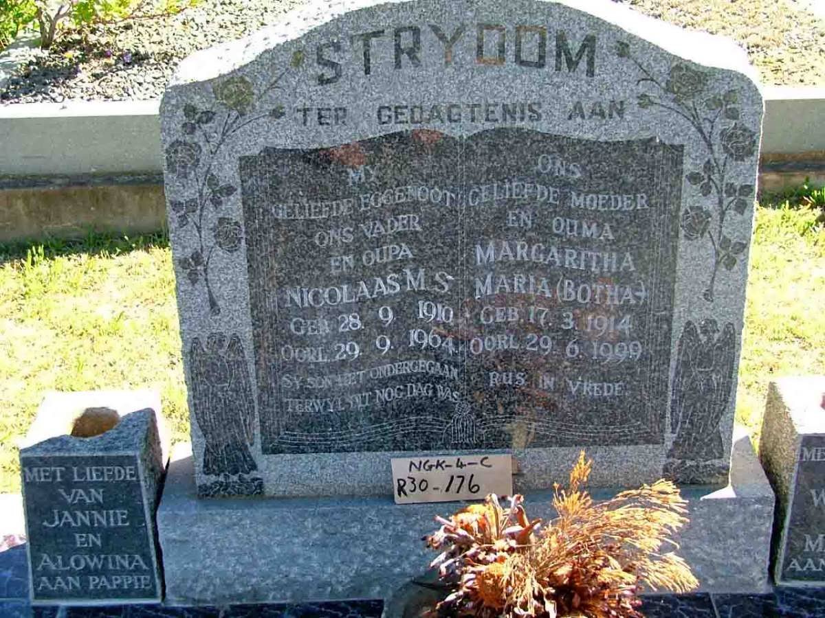 STRYDOM Nicolaas M.S. 1910-1964 &amp; Margaritha Maria BOTHA 1914-1999