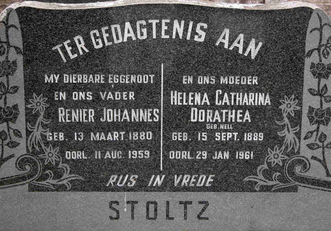 STOLTZ Renier Johannes 1880-1959 &amp; Helena Catharina Dorathea NELL 1889-1961