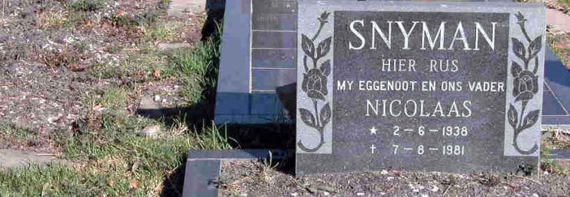 SNYMAN Nicolaas 1938-1981