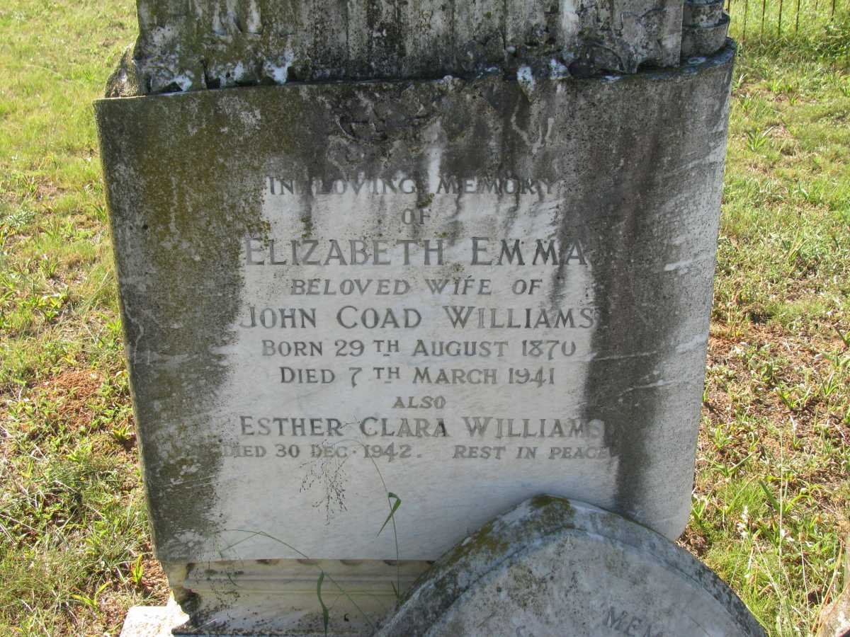 WILLIAMS Elizabeth Emma 1870-1941 :: WILLIAMS Esther Clara -1942