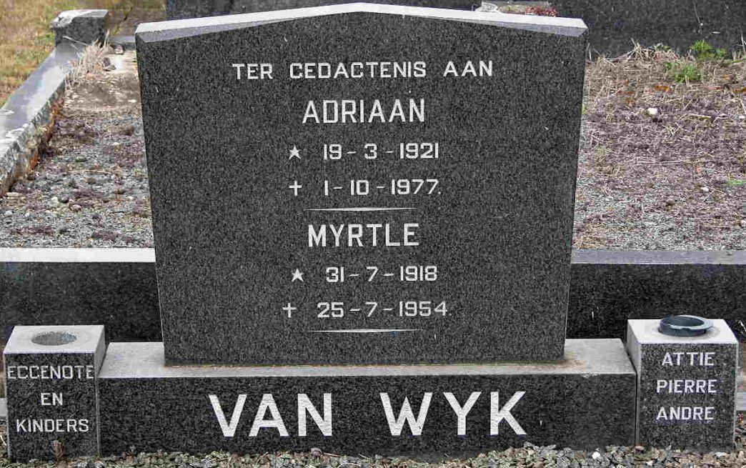 WYK Adriaan, van 1921-1977 &amp; Myrtle 1918-1954