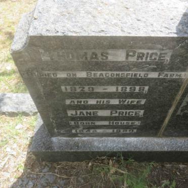 PRICE Thomas 1829-1898 &amp; Jane HOUSE 1844-1880